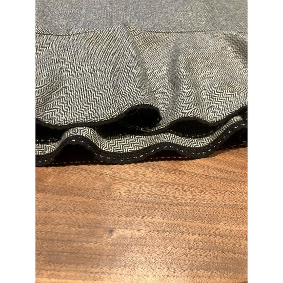 LOFT Wool Silk Blend 14 Godet Skirt Gray Black Office Zip Up Knee Length Office - Picture 3 of 9